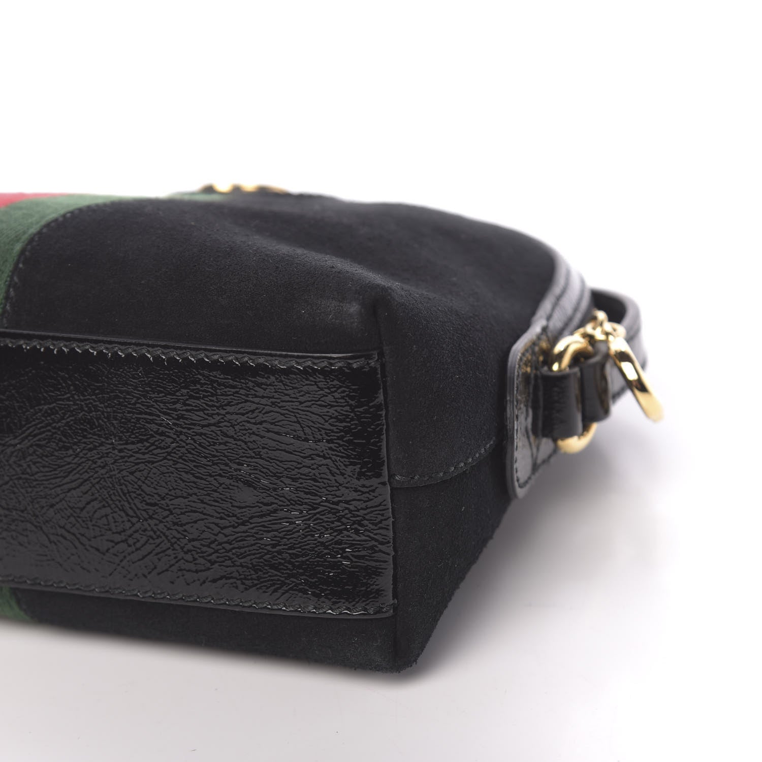 Gucci Suede Patent Web GG Small Ophidia Dome Shoulder Bag Black 9 of 10