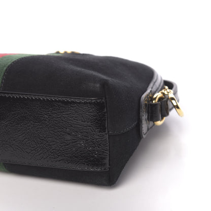 Gucci Suede Patent Web GG Small Ophidia Dome Shoulder Bag Black 9 of 10
