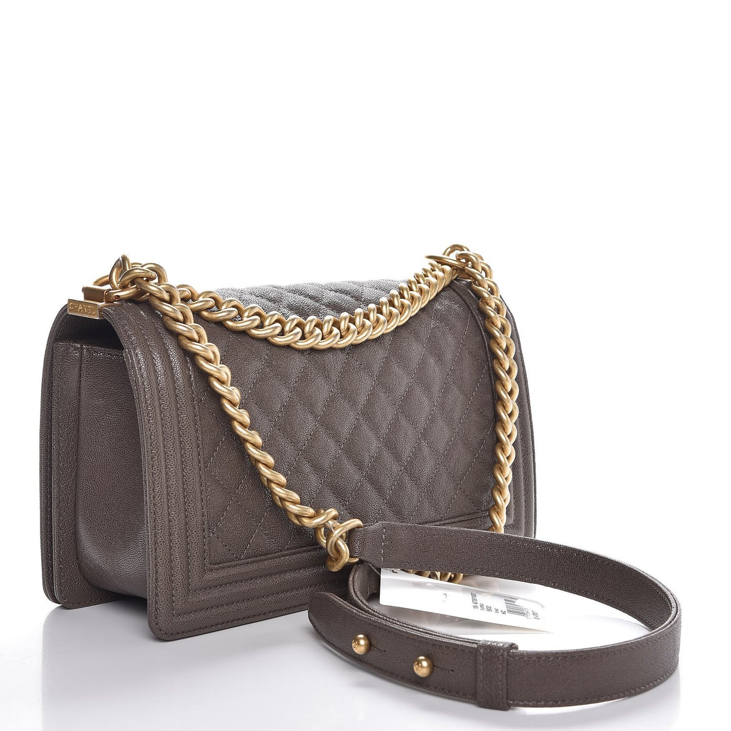 Caviar Quilted Medium Boy Flap Khaki