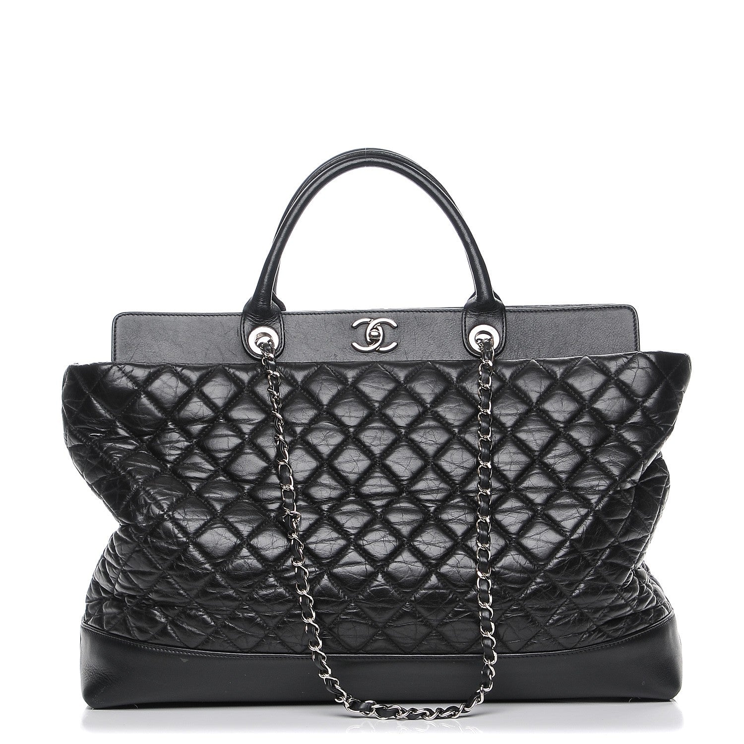 Chanel Aged Calfskin Quilted Be CC Tote Black 1 of 19