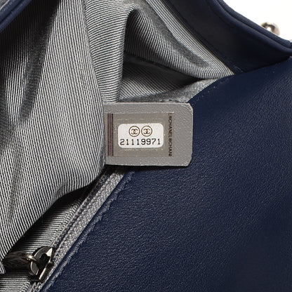Chanel Lambskin Chevron Quilted New Medium Boy Flap Dark Navy Blue 8 of 9