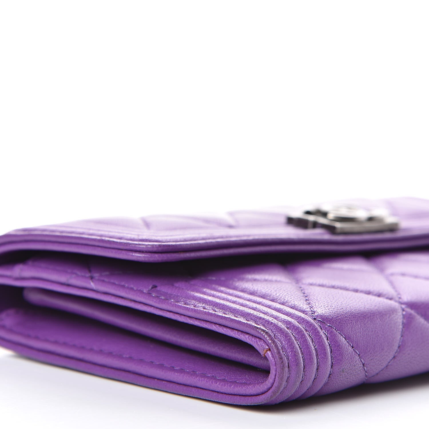 Chanel Lambskin Quilted Small Boy Flap Wallet Purple 9 of 14