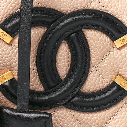 Chanel Caviar Quilted Small CC Filigree Vanity Case Beige Black 8 of 12