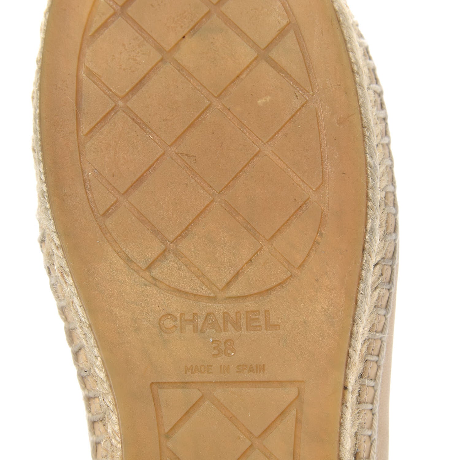 Chanel Lambskin Grosgrain CC Espadrilles 38 Beige Black 7 of 8