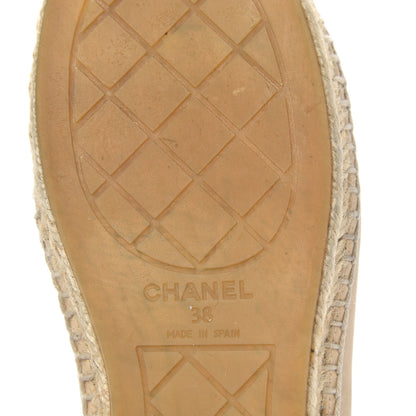 Chanel Lambskin Grosgrain CC Espadrilles 38 Beige Black 7 of 8