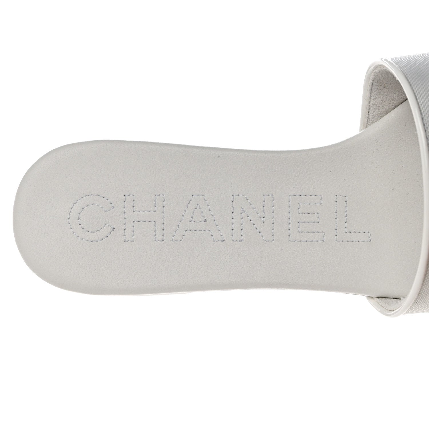 Chanel Mesh Patent Calfskin CC Mules 37 White 7 of 9