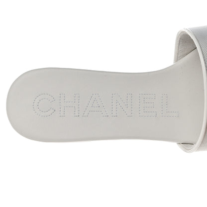 Chanel Mesh Patent Calfskin CC Mules 37 White 7 of 9