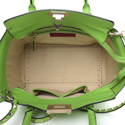 Valentino Garavani Vitello Small Rockstud Double Handle Tote Green Fluo 6 of 18