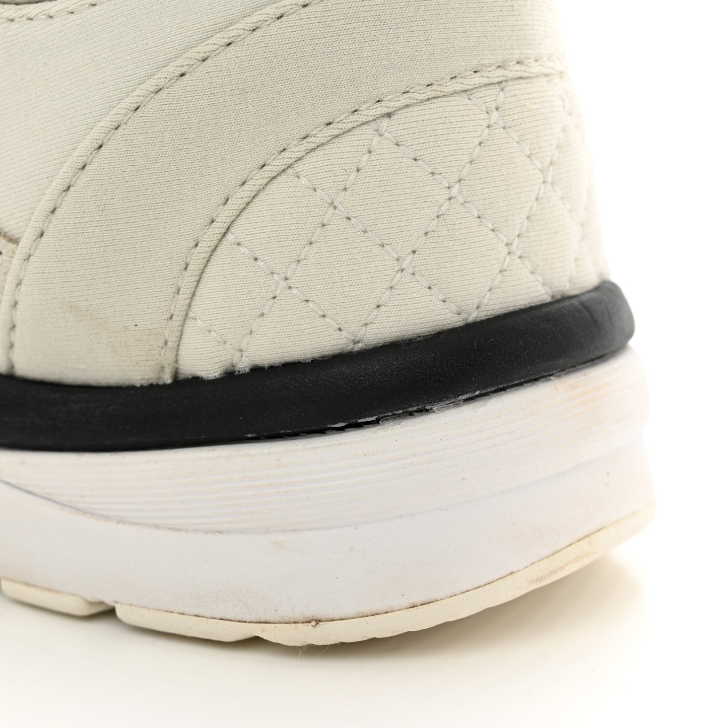 Fabric Suede Calfskin Quilted CC Sneakers 37 White