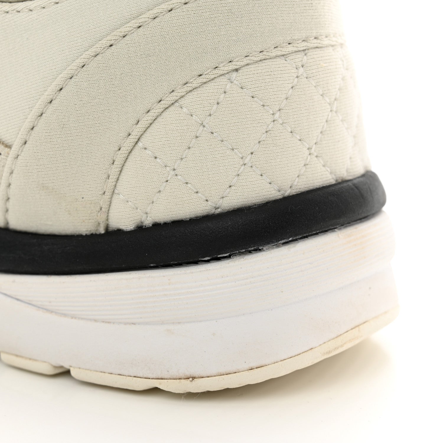 Chanel Fabric Suede Calfskin Quilted CC Sneakers 37 White 8 of 8