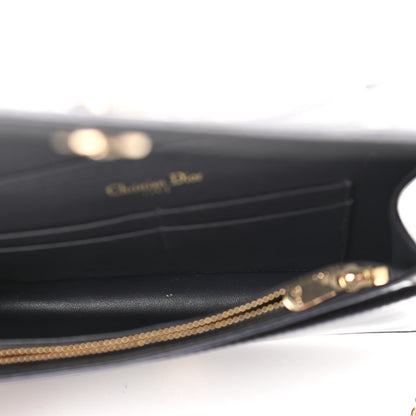 Christian Dior Metallic Patent Micro-Cannage Diorama Wallet on Chain Pouch Navy Blue 5 of 11