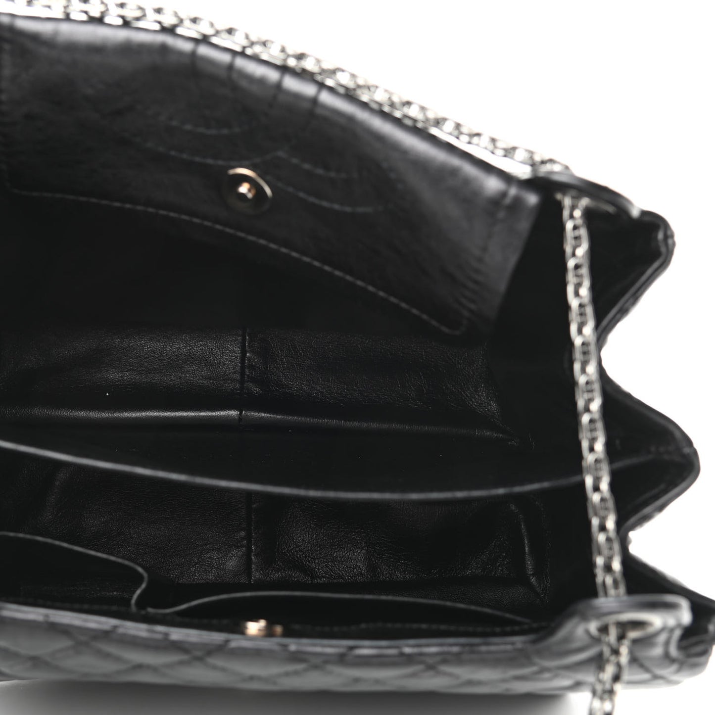 Metallic Aged Calfskin Quilted Reissue 2.55 Accordion Flap Black