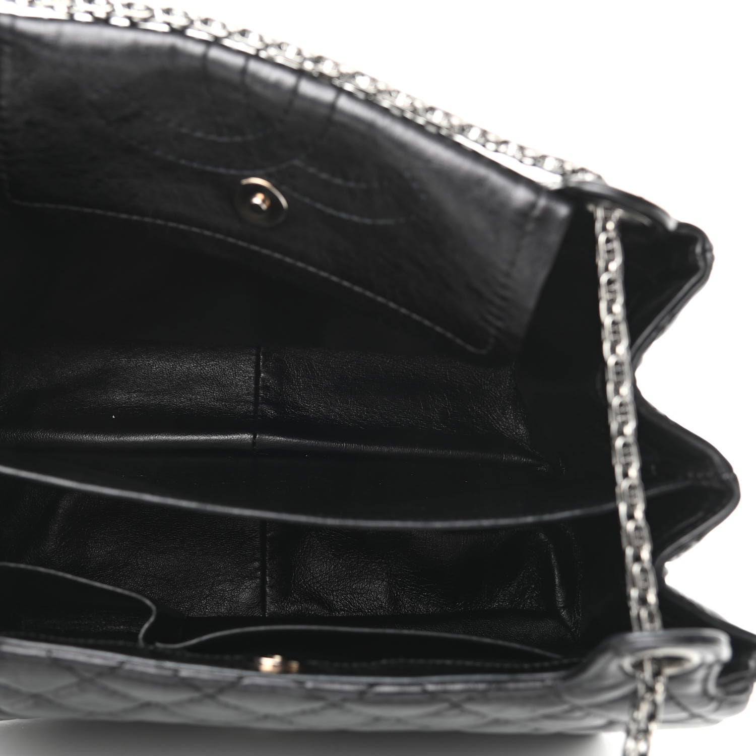 Chanel Metallic Aged Calfskin Quilted Reissue 2.55 Accordion Flap Black 5 of 10