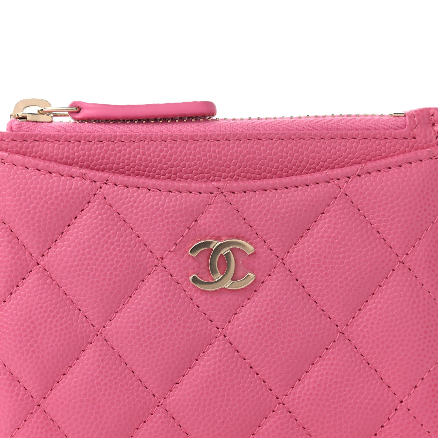 Chanel Caviar Quilted CC Zip Card Holder Pink 10 of 11