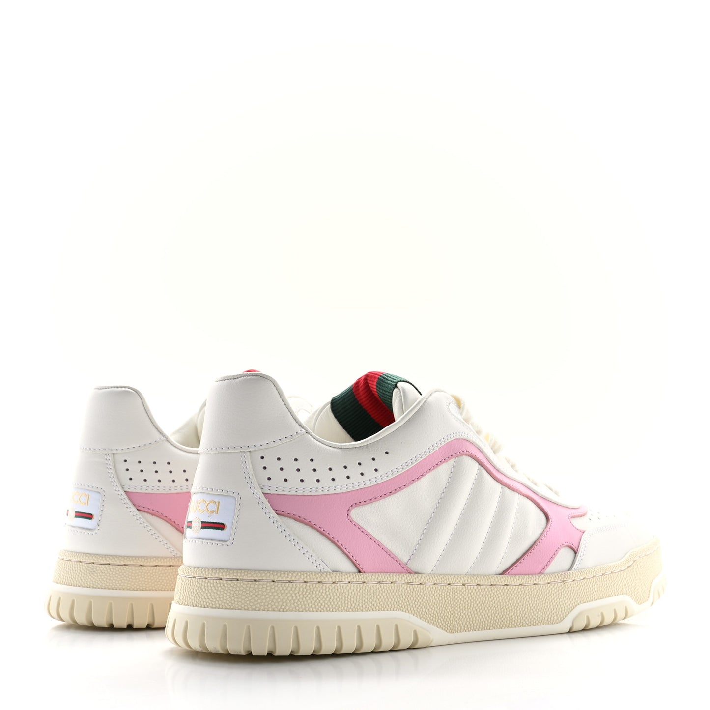 Calfskin Womens Re-Web Sneakers 39 White Pink