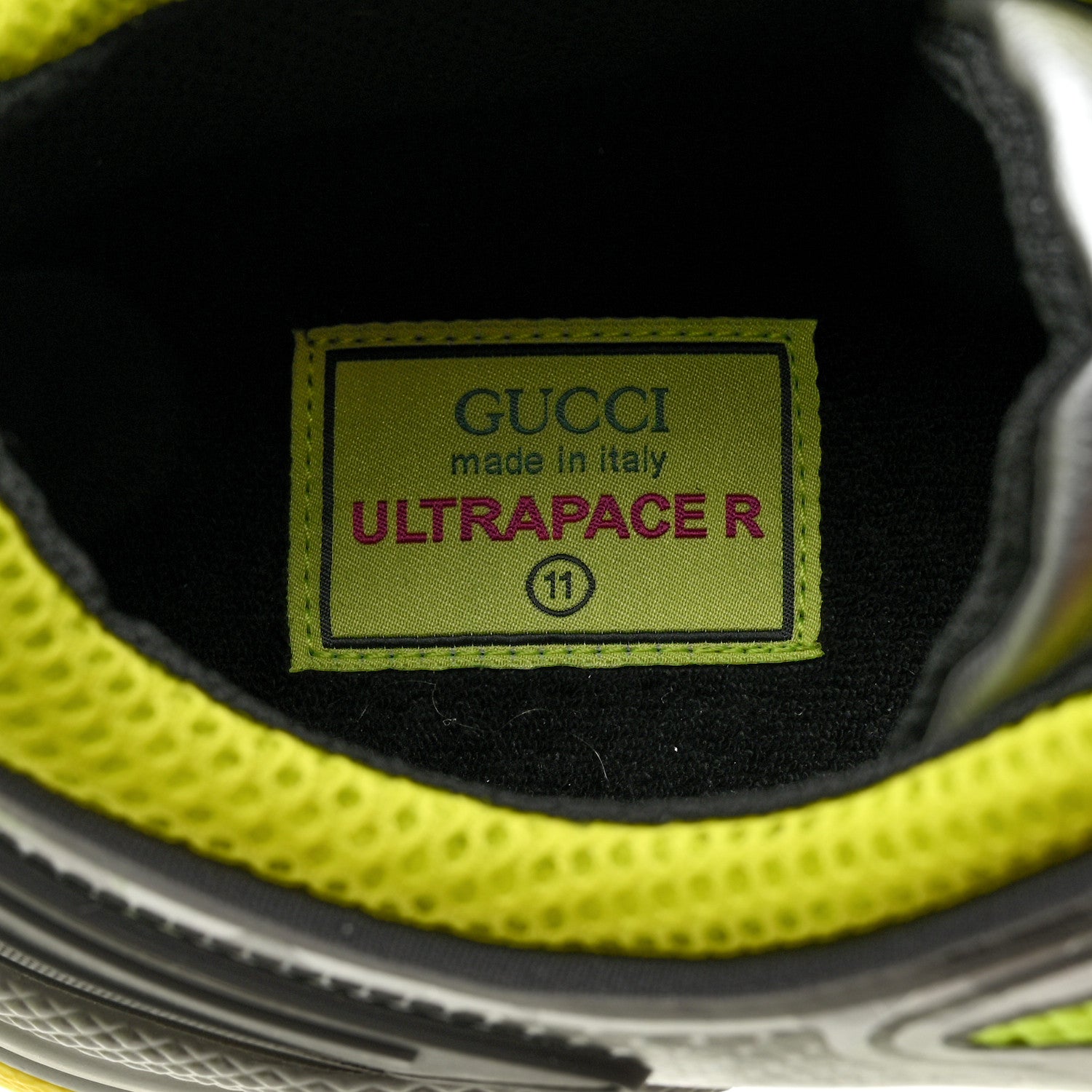 Gucci Fabric Mens Ultrapace R Mid Top Sneakers 11 Grey Neon Yellow Silver Loess 6 of 8
