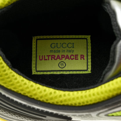 Gucci Fabric Mens Ultrapace R Mid Top Sneakers 11 Grey Neon Yellow Silver Loess 6 of 8