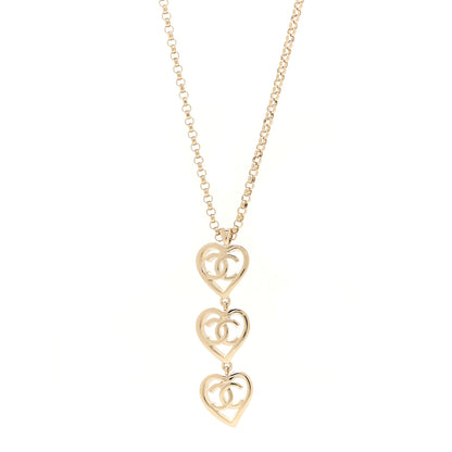 Chanel Metal CC Heart Coco In Love Drop Necklace Gold 1 of 6
