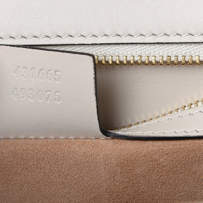 Gucci Calfskin Embroidered Medium Sylvie Top Handle Bag White 7 of 9