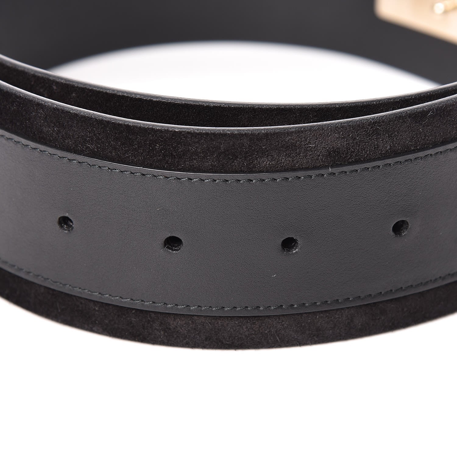 Chanel Lambskin Suede Crystal Ring CC Belt 90 36 Black 7 of 9