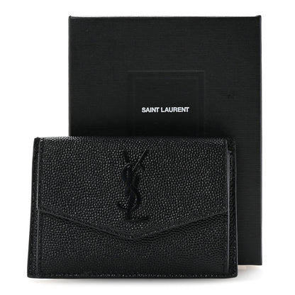 Saint Laurent Grain de Poudre Uptown Card Holder Black 7 of 7