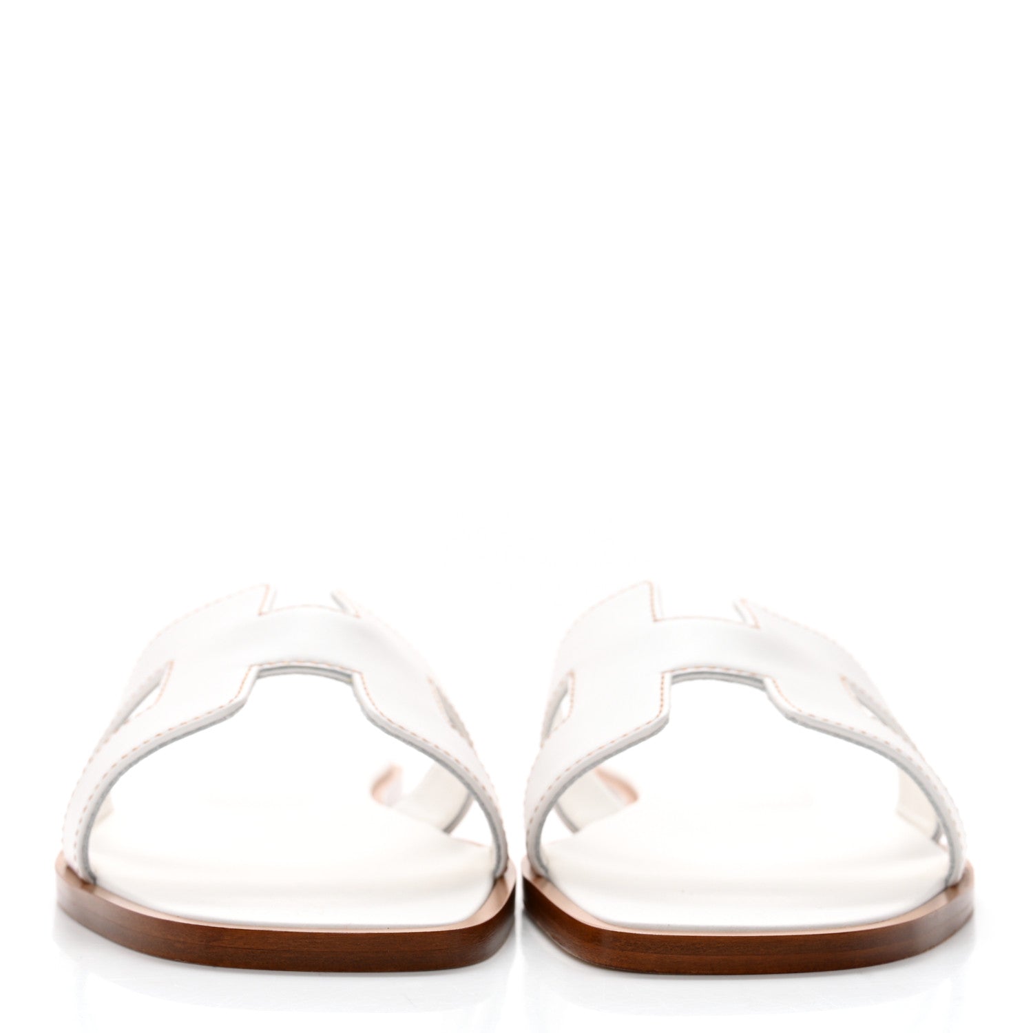 Hermes Box Calfskin Oran Sandals 37 White 2 of 9