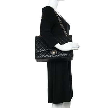 Chanel Lambskin Quilted Maxi Single Flap Black 2 of 13