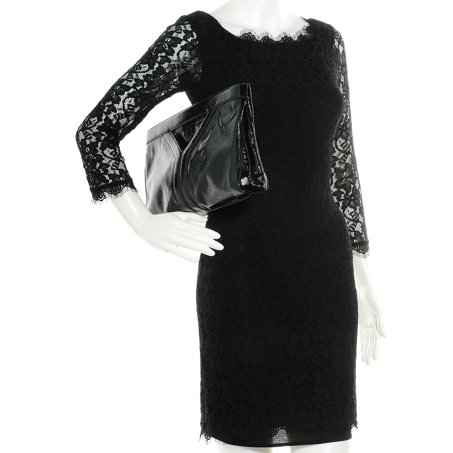 Patent Oversized Cocktail Clutch Black