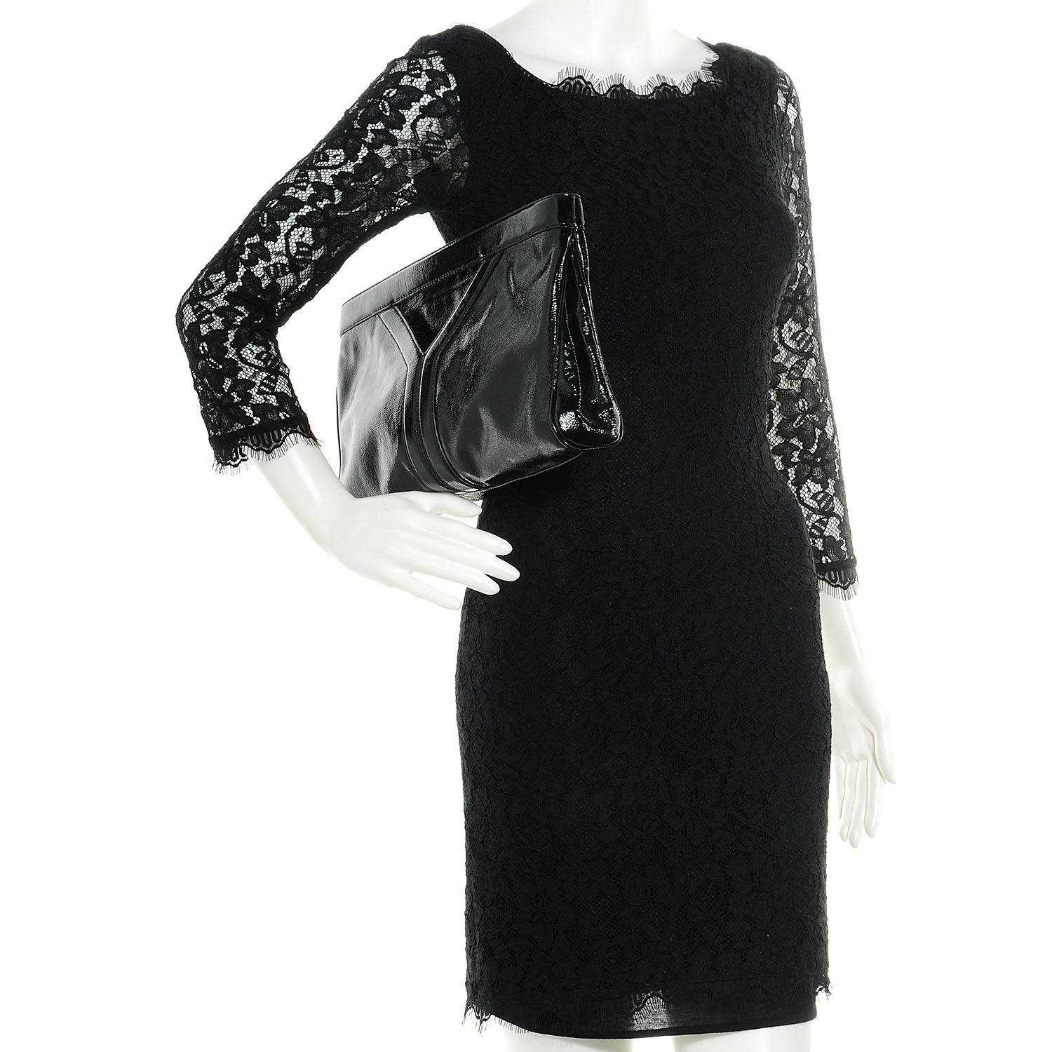 Saint Laurent Patent Oversized Cocktail Clutch Black 2 of 7