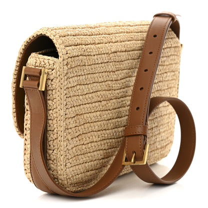 Saint Laurent Raffia Calfskin Medium Monogram Solferino Satchel Naturale Brick 3 of 10