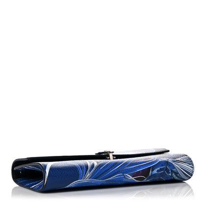 Salvatore Ferragamo Grained Calfskin Floral Print Gancio Shoulder Bag Blue Multicolor 4 of 11