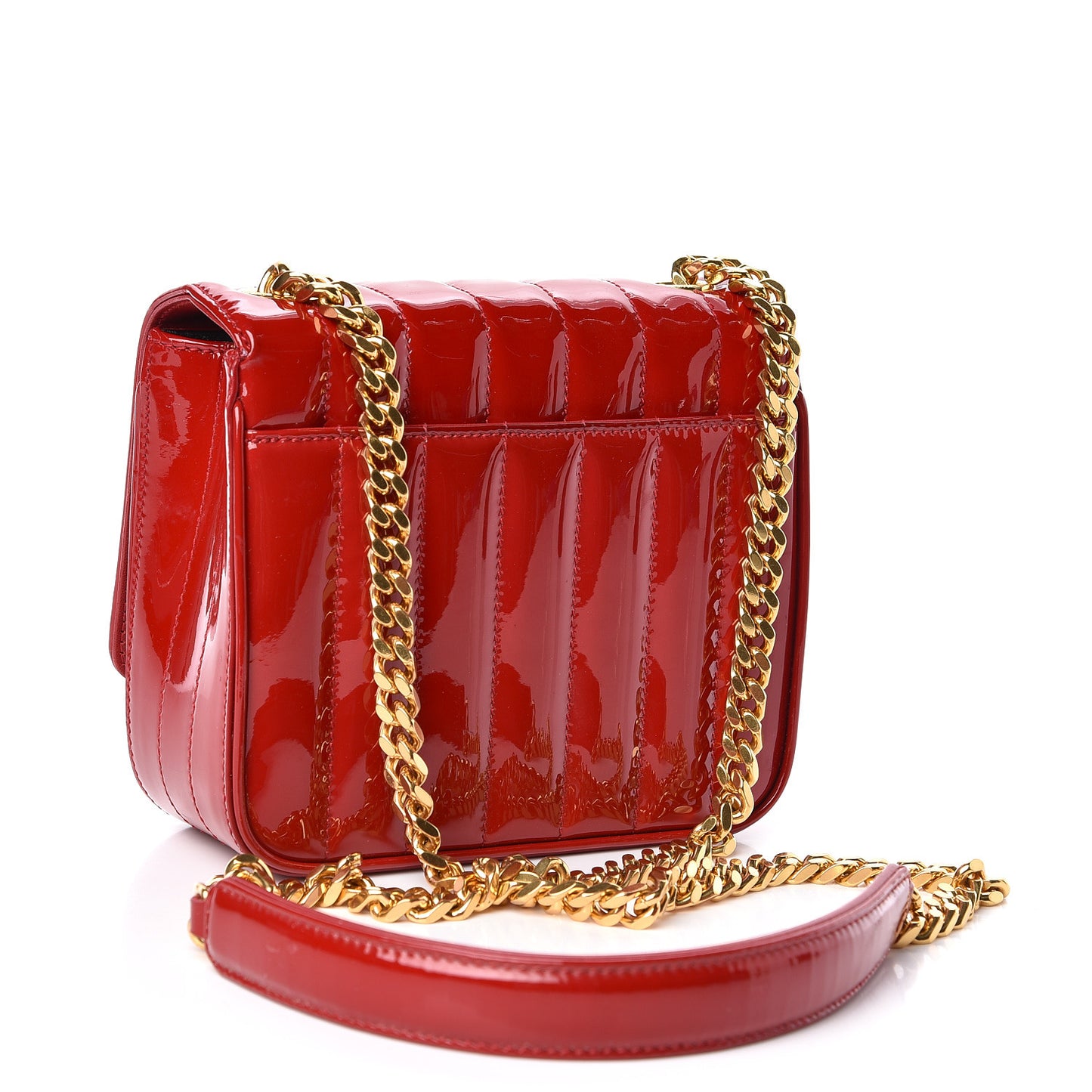 Patent Matelasse Small Vicky Chain Bag Red