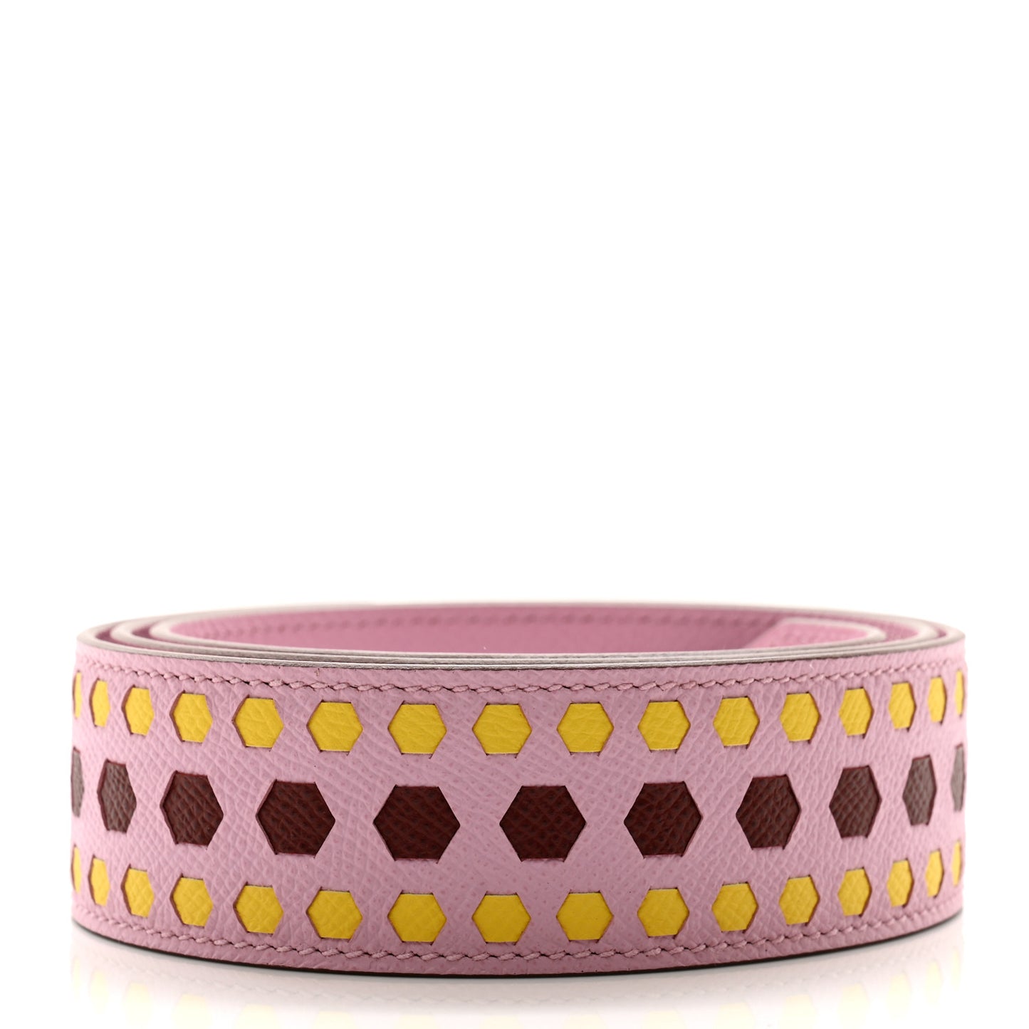 Epsom 30mm Hexagone Tressage Shoulder Strap Mauve Sylvestre Rouge H Jaune De Naples