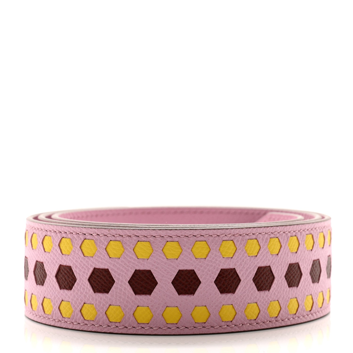 Hermes Epsom 30mm Hexagone Tressage Shoulder Strap Mauve Sylvestre Rouge H Jaune De Naples 2 of 5