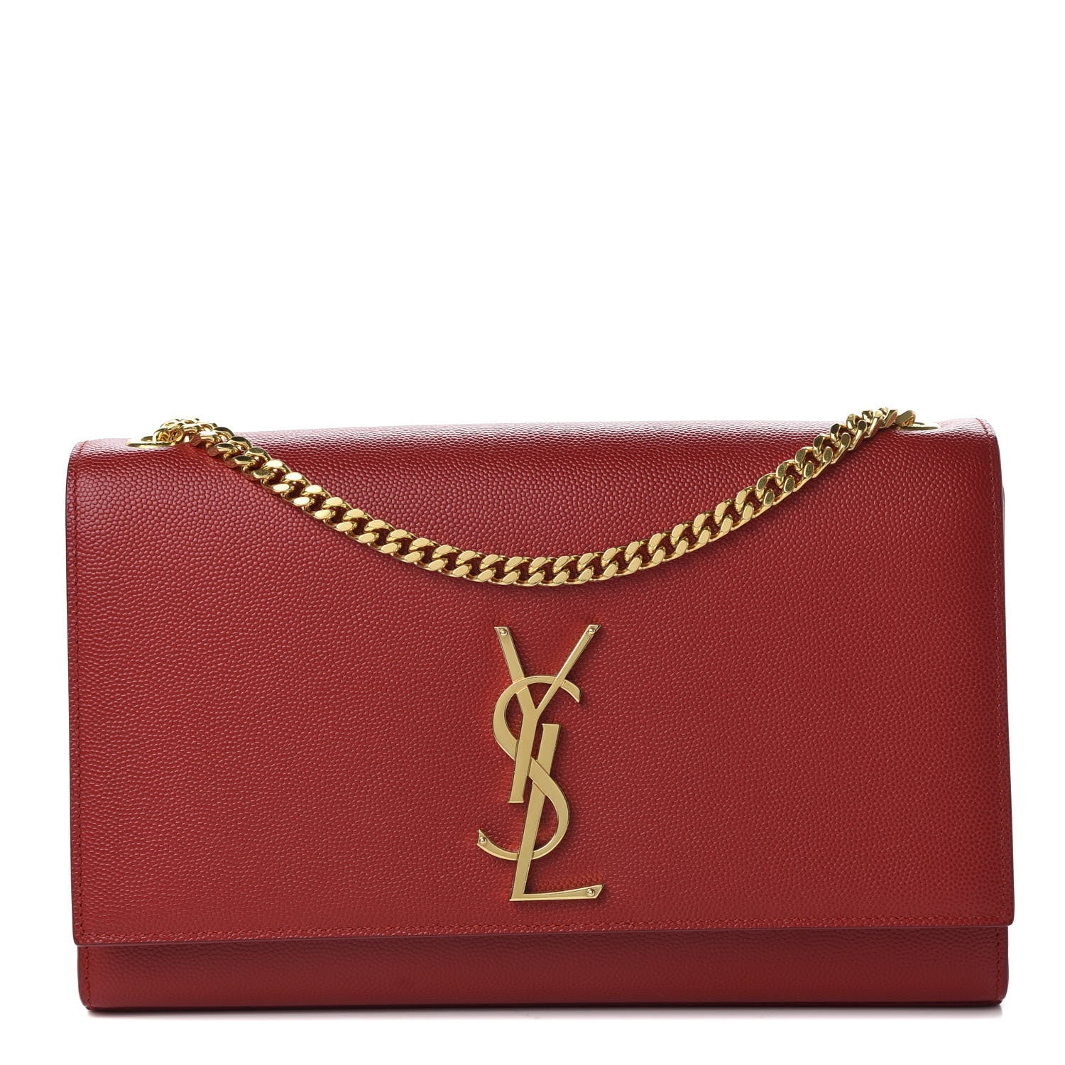 Saint Laurent Grain De Poudre Medium Monogram Kate Satchel Red 1 of 9