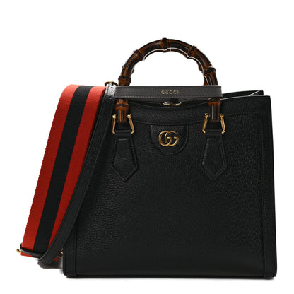 Gucci Textured Dollar Calfskin Web Small Diana Tote Bag Black Dusty Grey 1 of 8
