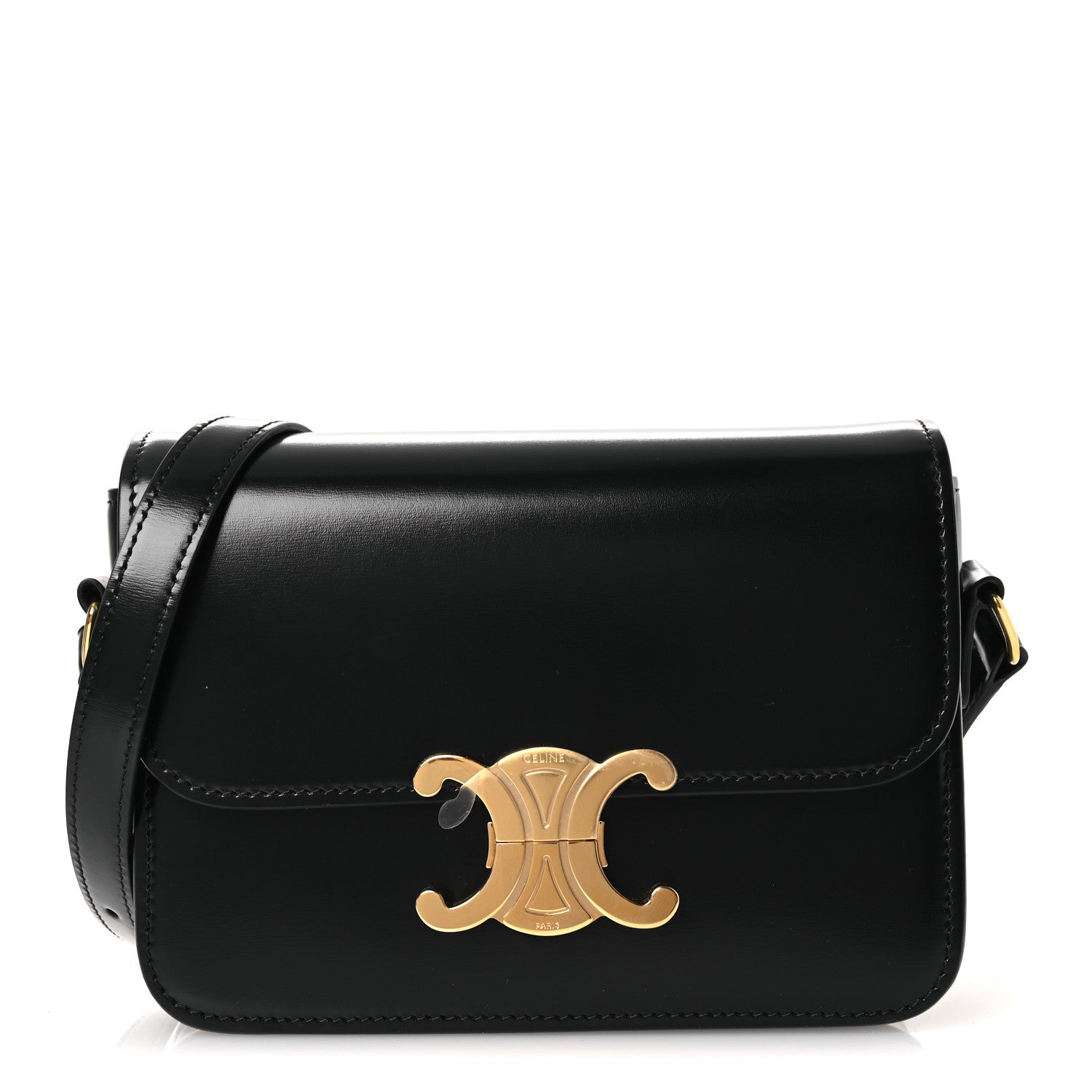 Celine Shiny Calfskin Teen Triomphe Black 1 of 14