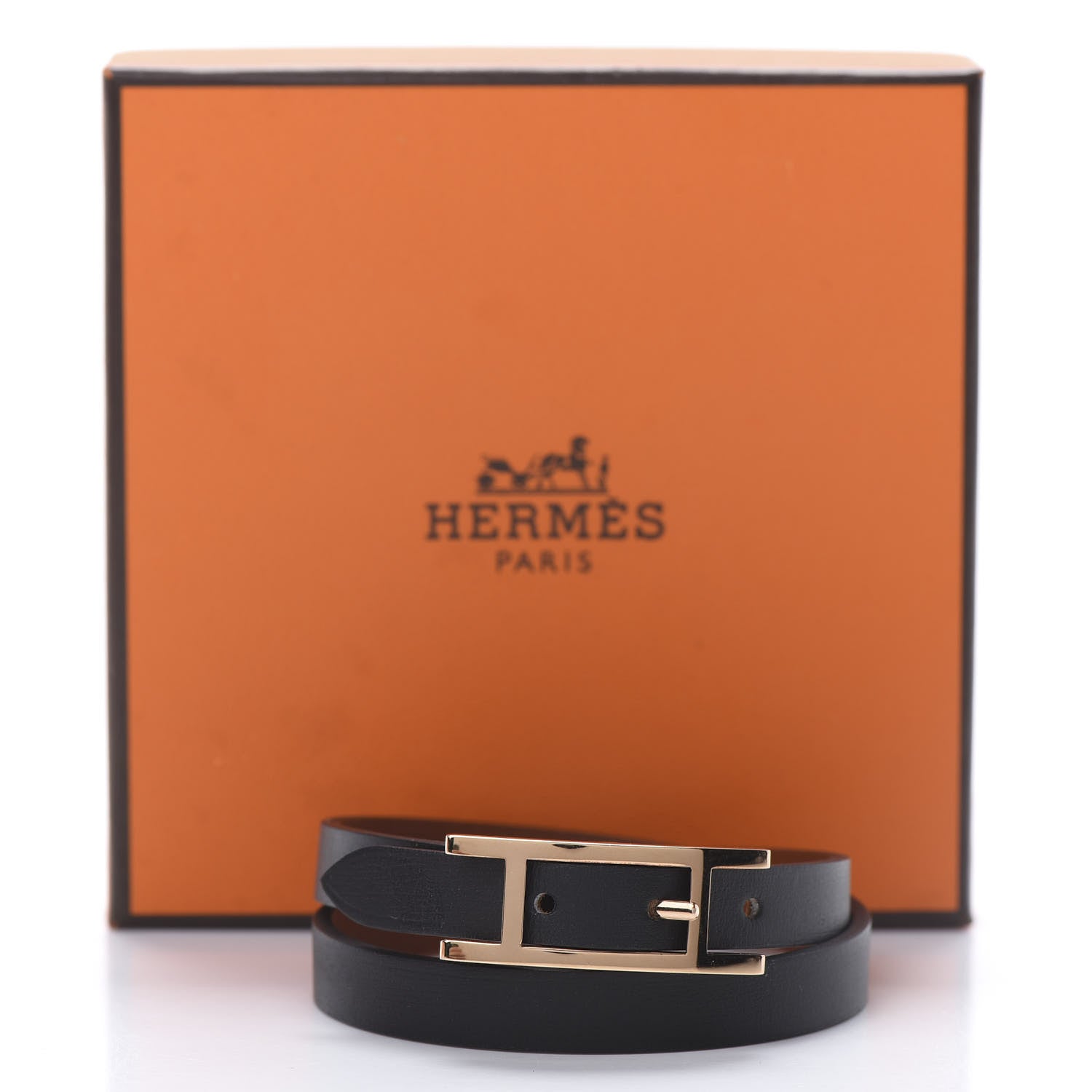 Hermes Chamonix Tadelakt Behapi Double Tour Reversible Bracelet T3 Black Fauve 6 of 6