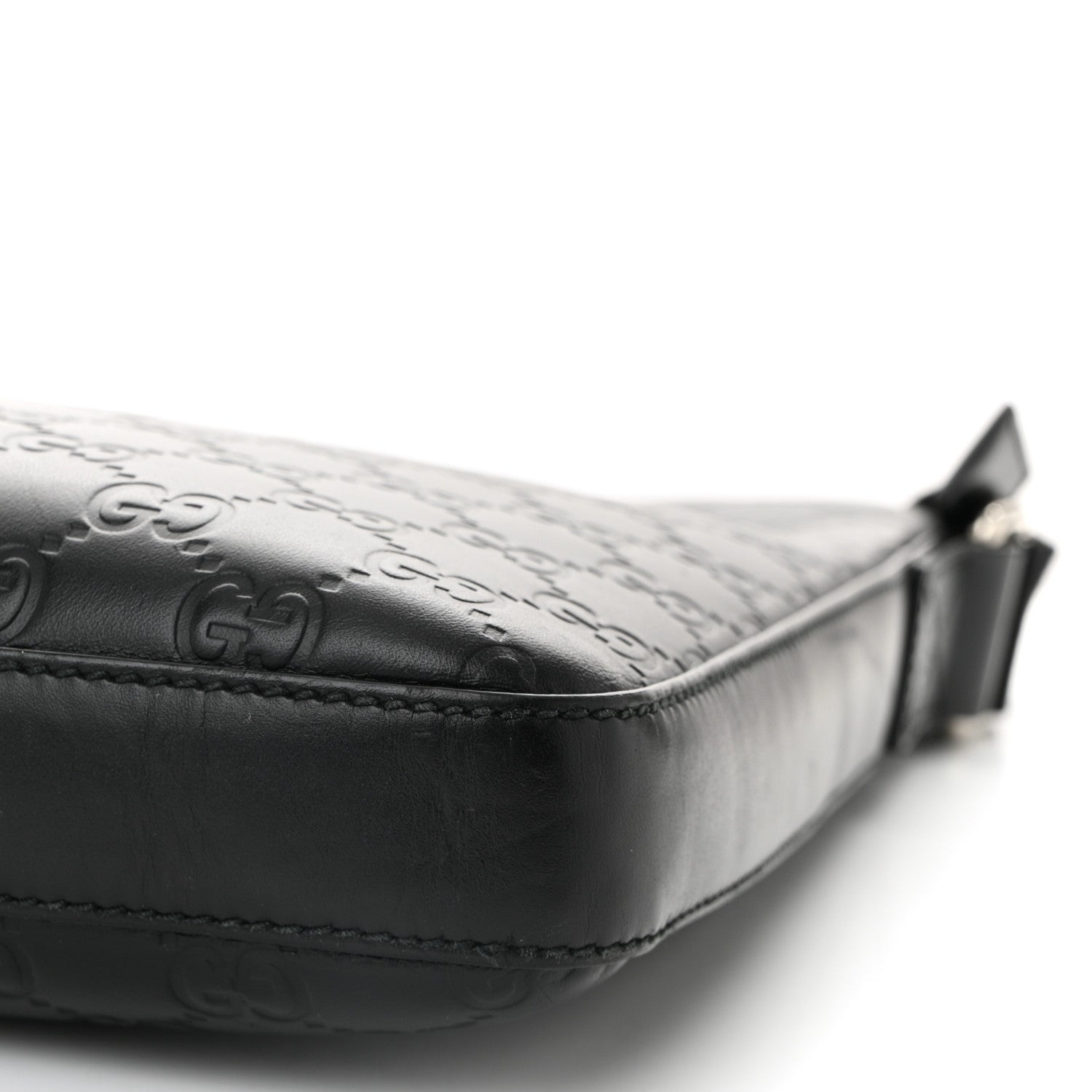 Gucci Guccissima Signature Medium Flat Messenger Bag Black 10 of 10