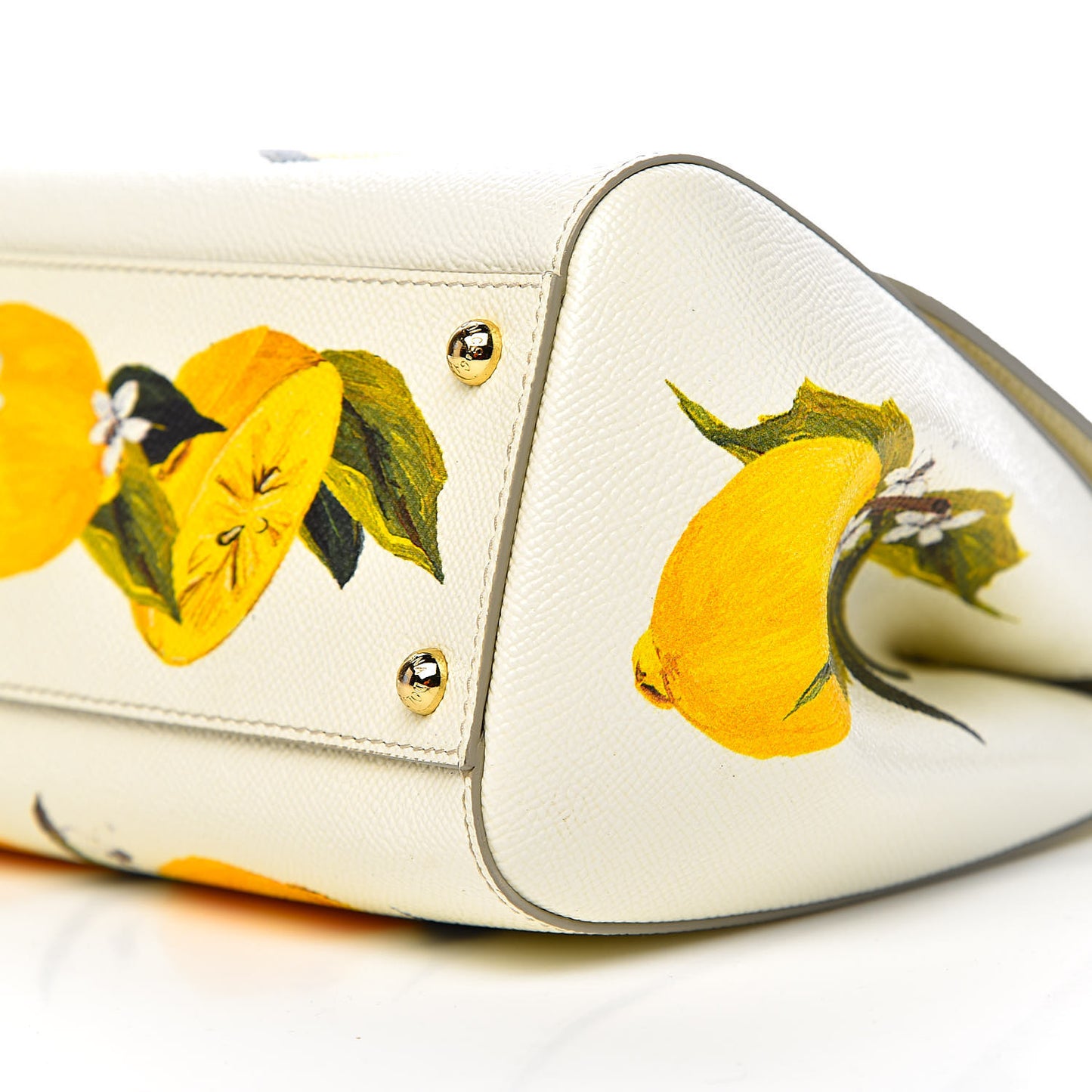 Dauphine Lemon Print Medium Miss Sicily Satchel White