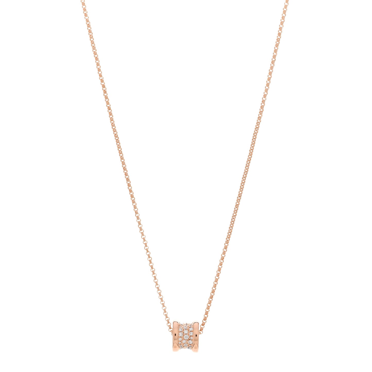 18K Rose Gold Diamond Small B.Zero1 Pave Pendant Necklace