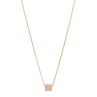 Bulgari 18K Rose Gold Diamond Small B.Zero1 Pave Pendant Necklace 1 of 4