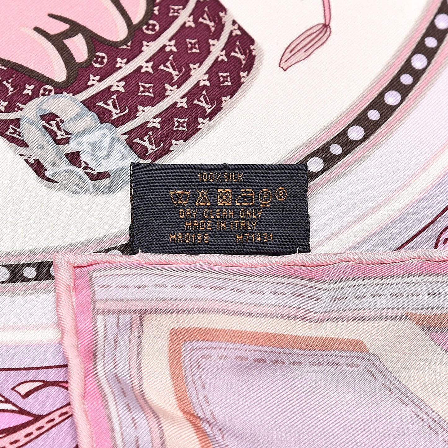 Silk Superstition LV Square Scarf Rose Clair