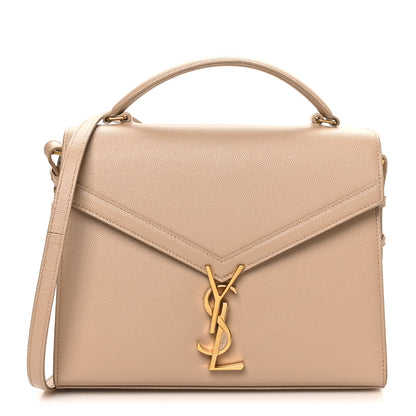 Saint Laurent Grain de Poudre Medium Classic Monogram Cassandra Top Handle Dark Beige 2 of 17