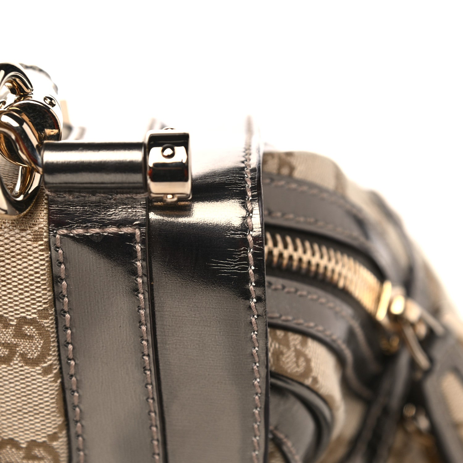 Gucci Monogram Large Pop Bamboo Top Handle Tote Pewter 15 of 15