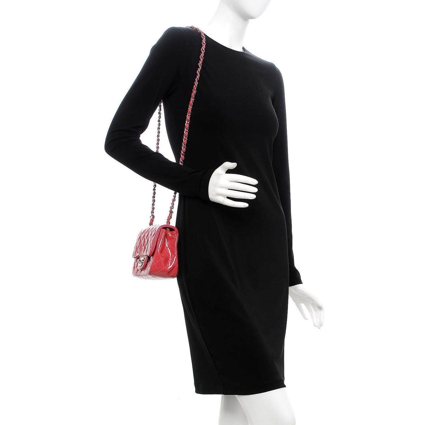 Patent Quilted Mini Square Flap Fuchsia
