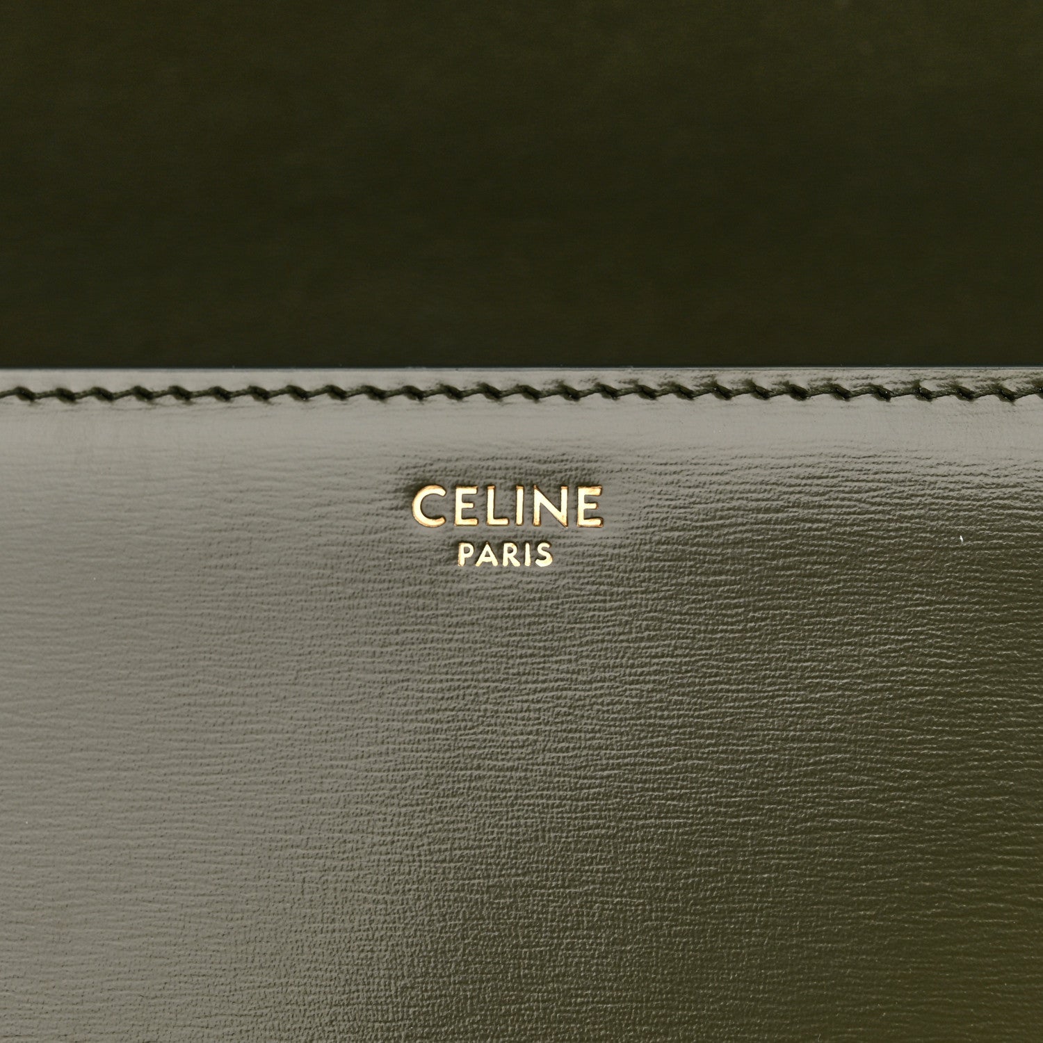 Celine Shiny Calfskin Cuir Triomphe Dark Olive 6 of 10