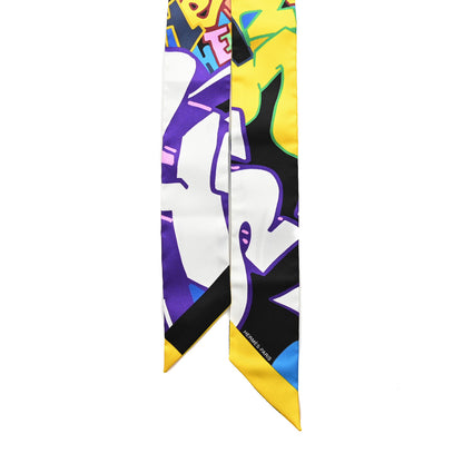 Hermes Silk Graff Graffiti Twilly Black Jaune Vert 2 of 4