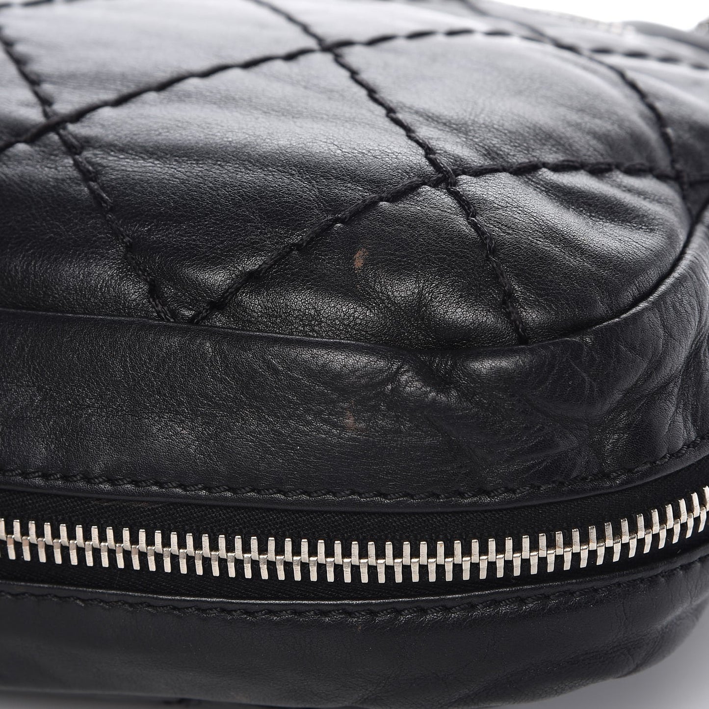 Calfskin Stitched Expandable Flap Black