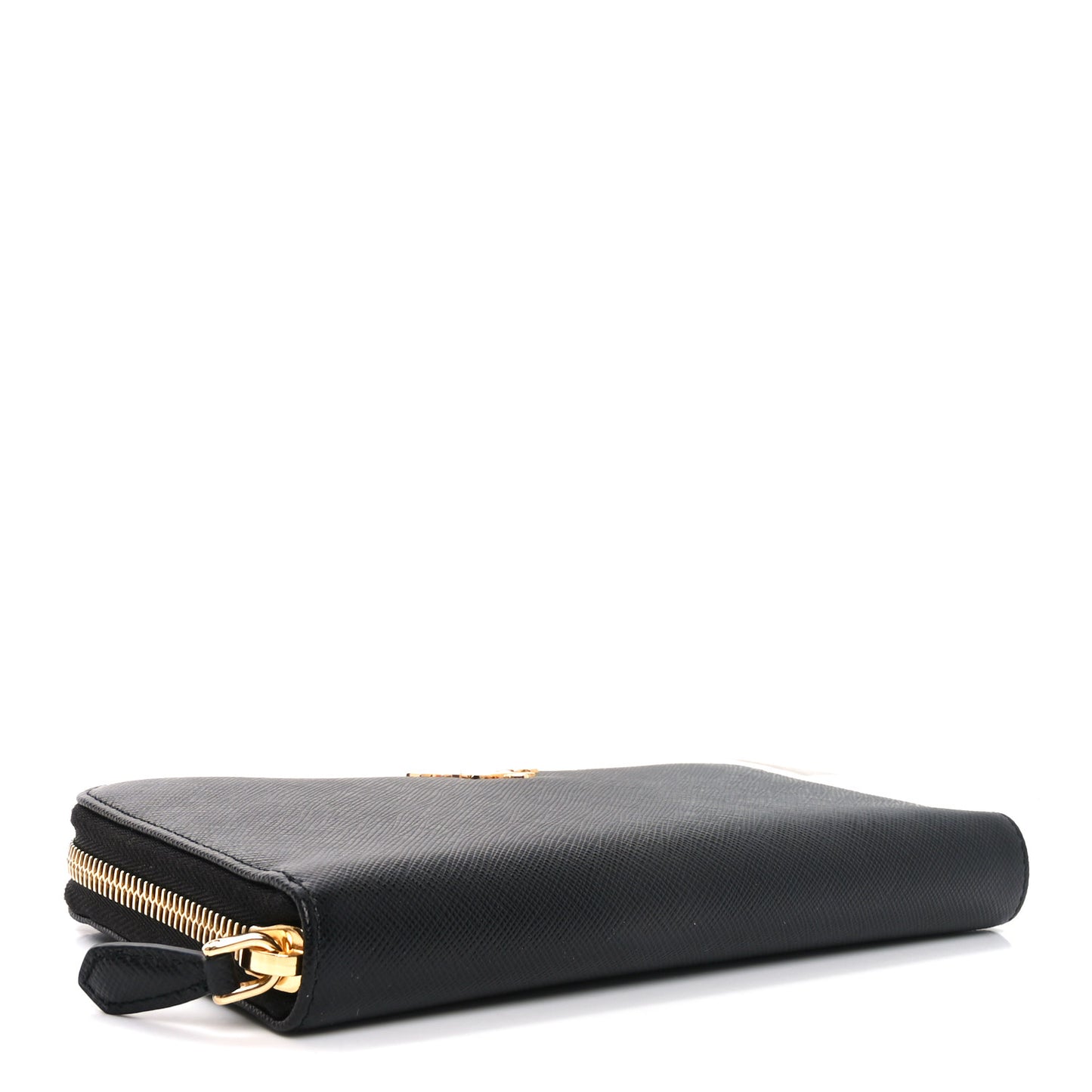 Saffiano Metal Zip Around Wallet Black